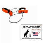 Two orange Predator Cuffs wrist-wrap game drags with 20-inch steel cable and product packaging on a white background